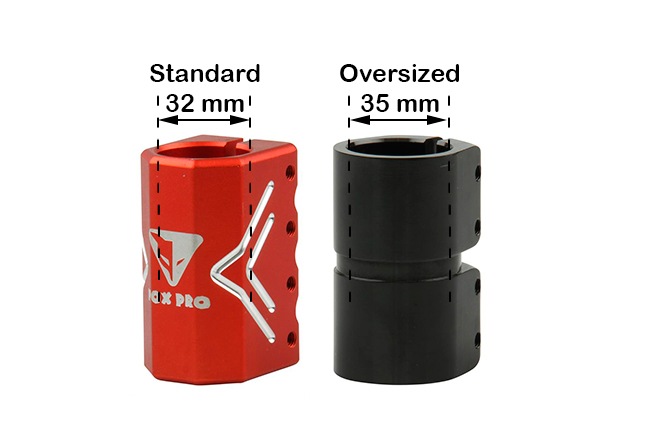 Comparação entre abraçadeiras standard e oversized