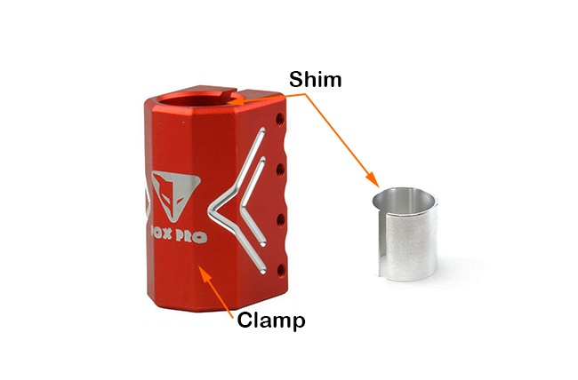 Adaptador shim para abraçadeira de trotinete