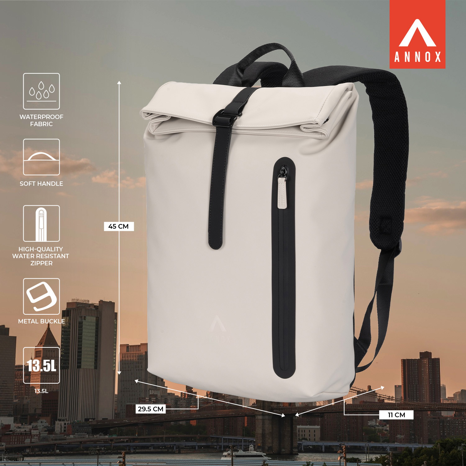 Mochila Casual para Laptop Annox 15.6” – Resistente à Água em PU