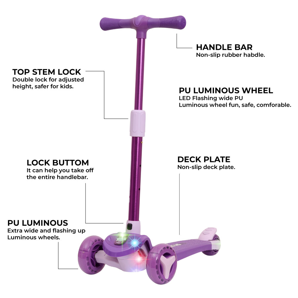Story Mini Friends LED deluxe patinete 3 rodas para crianças