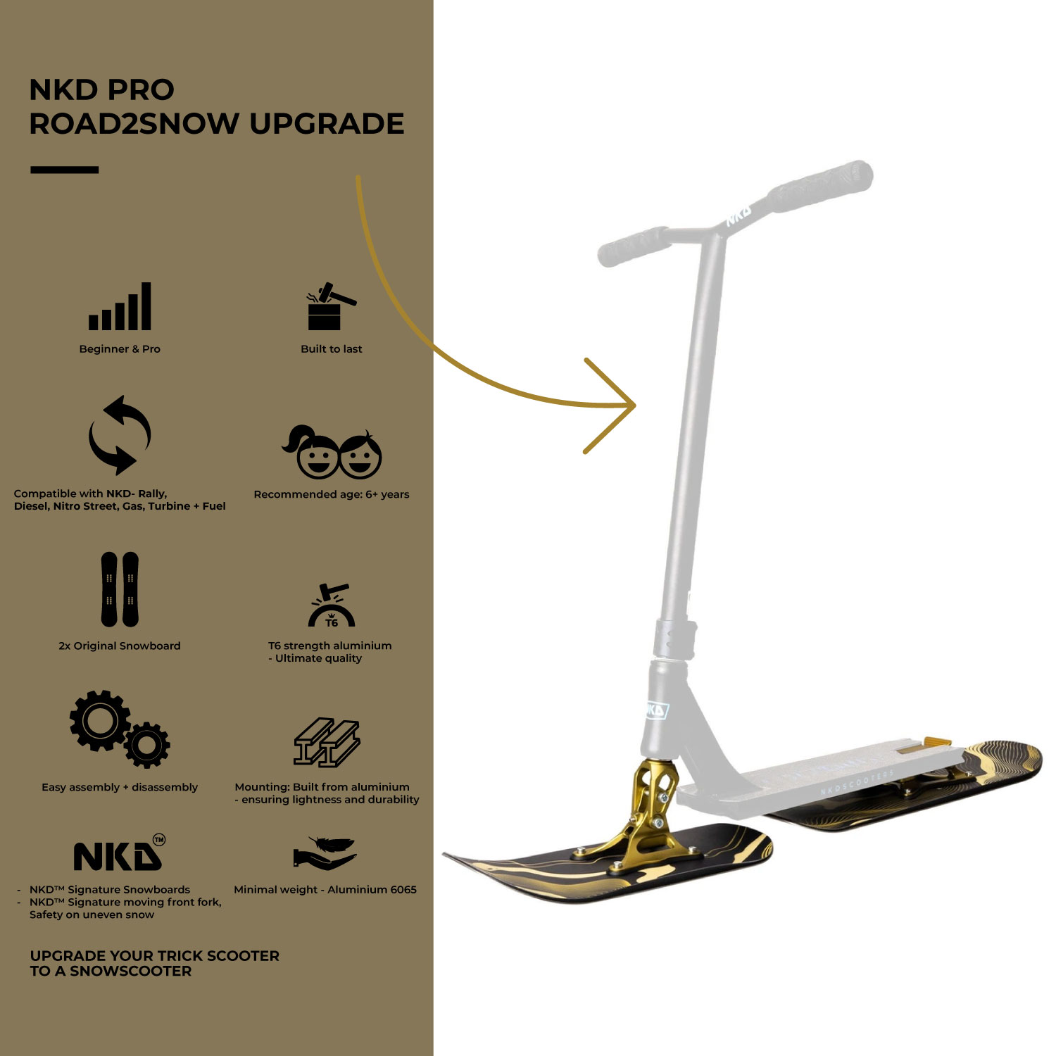 NKD Pro Road2Snow Snowboard para Trotinete