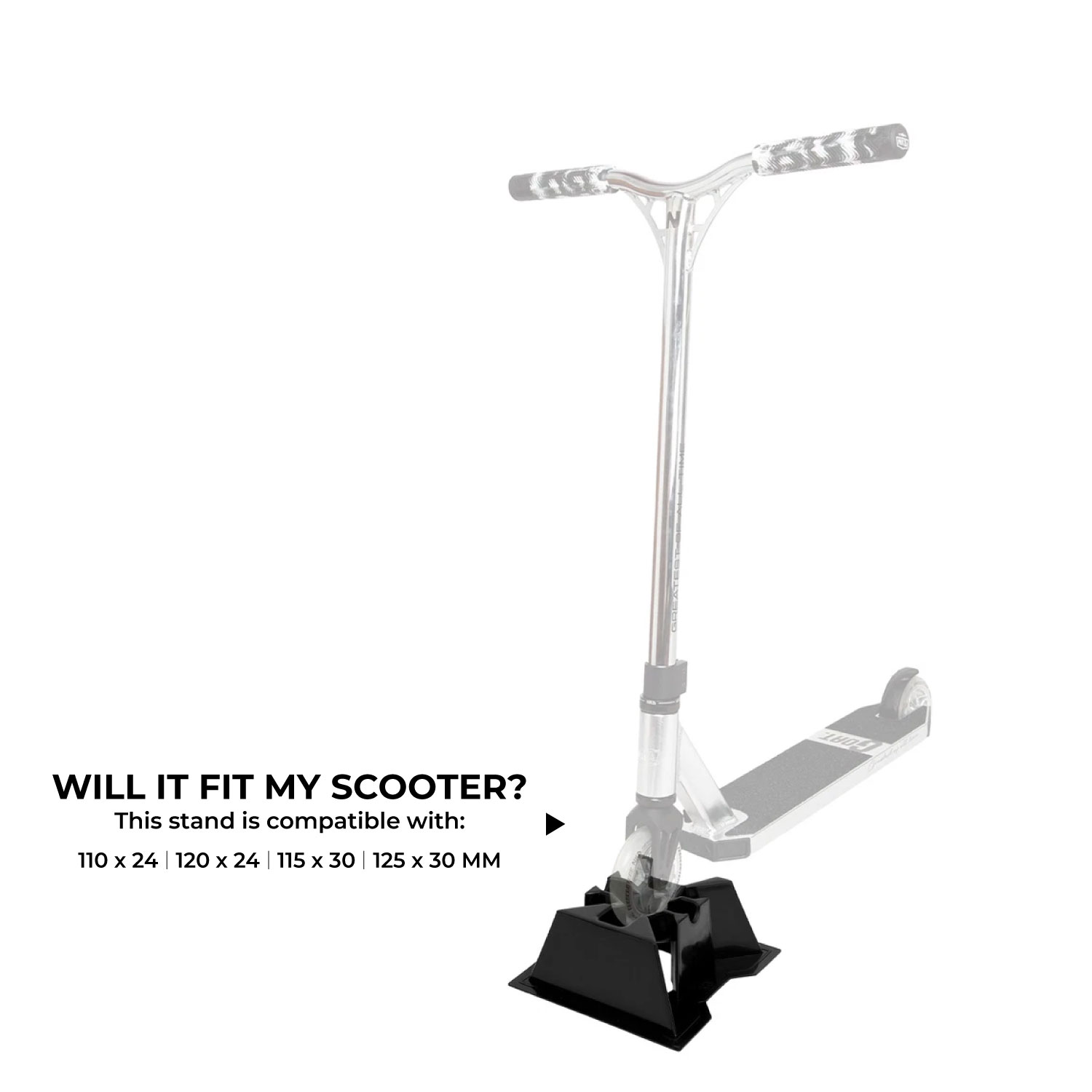 Suporte de Scooter NKD Pro – Suporte estável para rodas de 110–125 mm, largura de 24/30 mm