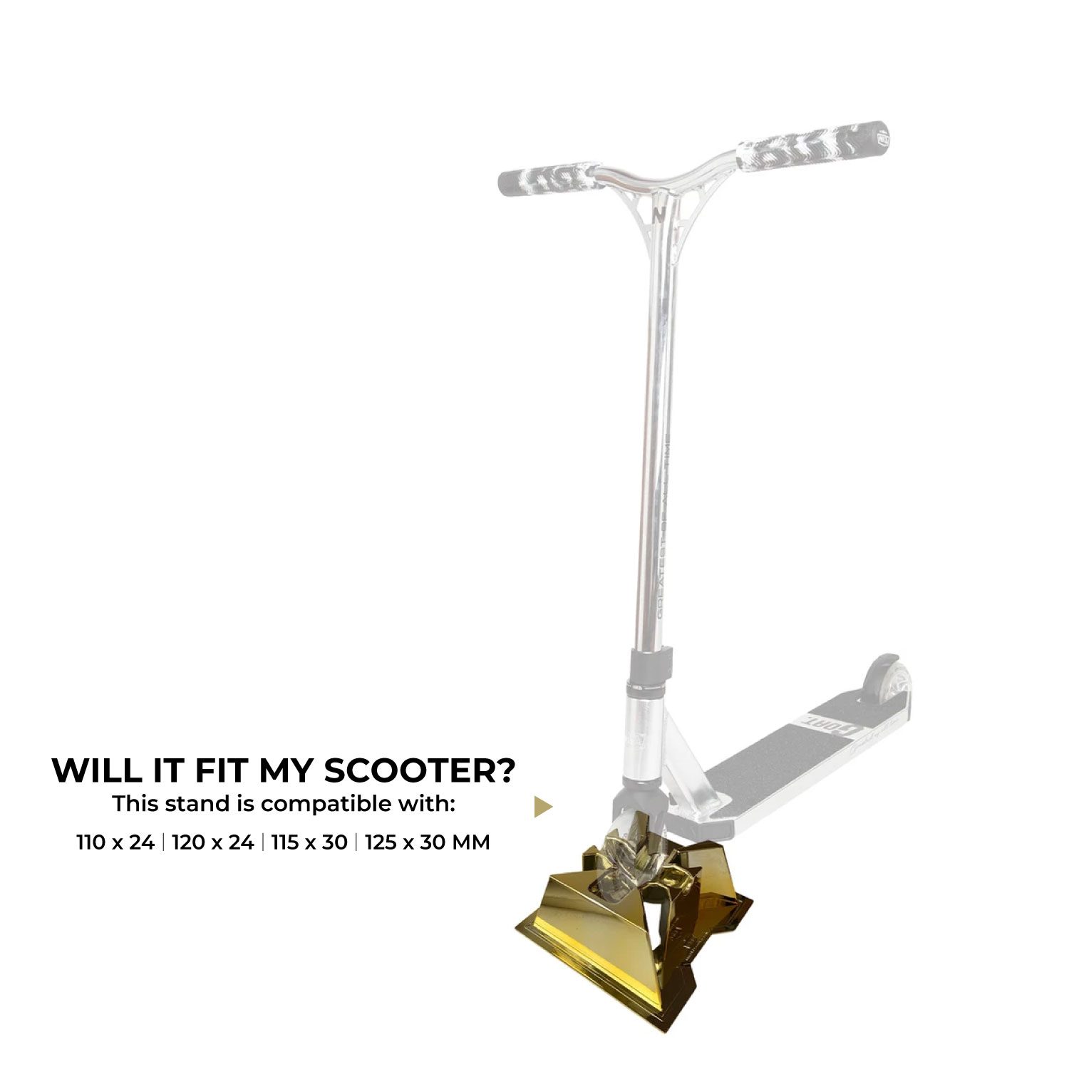 Suporte de Scooter NKD Pro – Suporte estável para rodas de 110–125 mm, largura de 24/30 mm