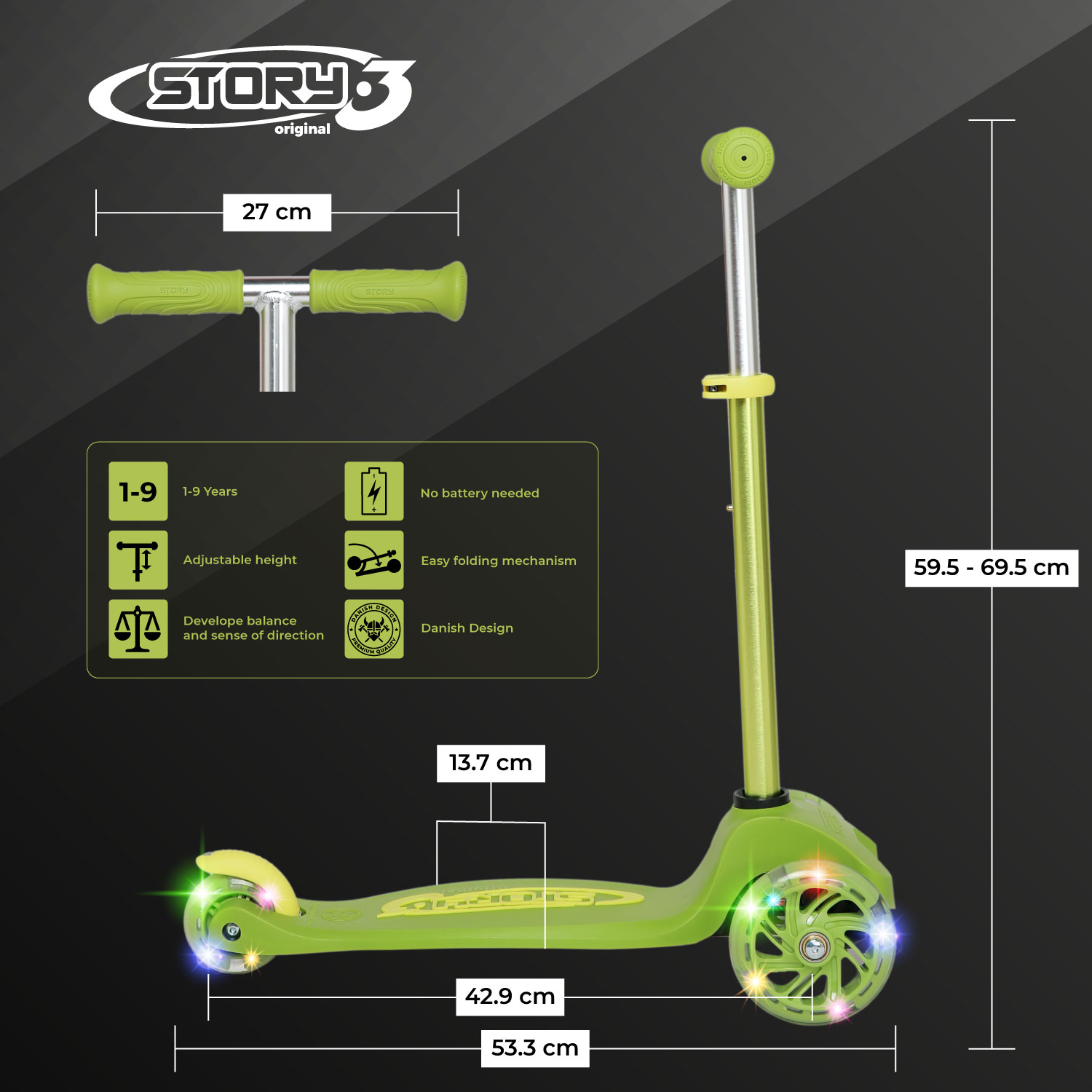 Story MoveLite 3-Wheel LED Criança Trottinette