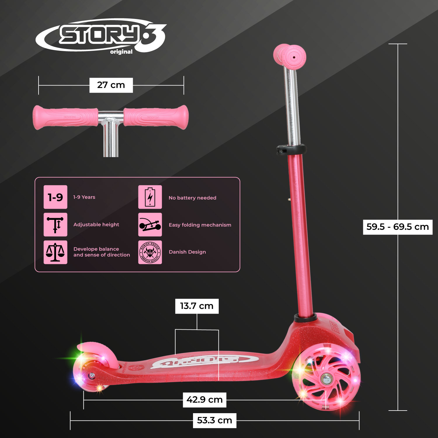 Story MoveLite 3-Wheel LED Criança Trottinette