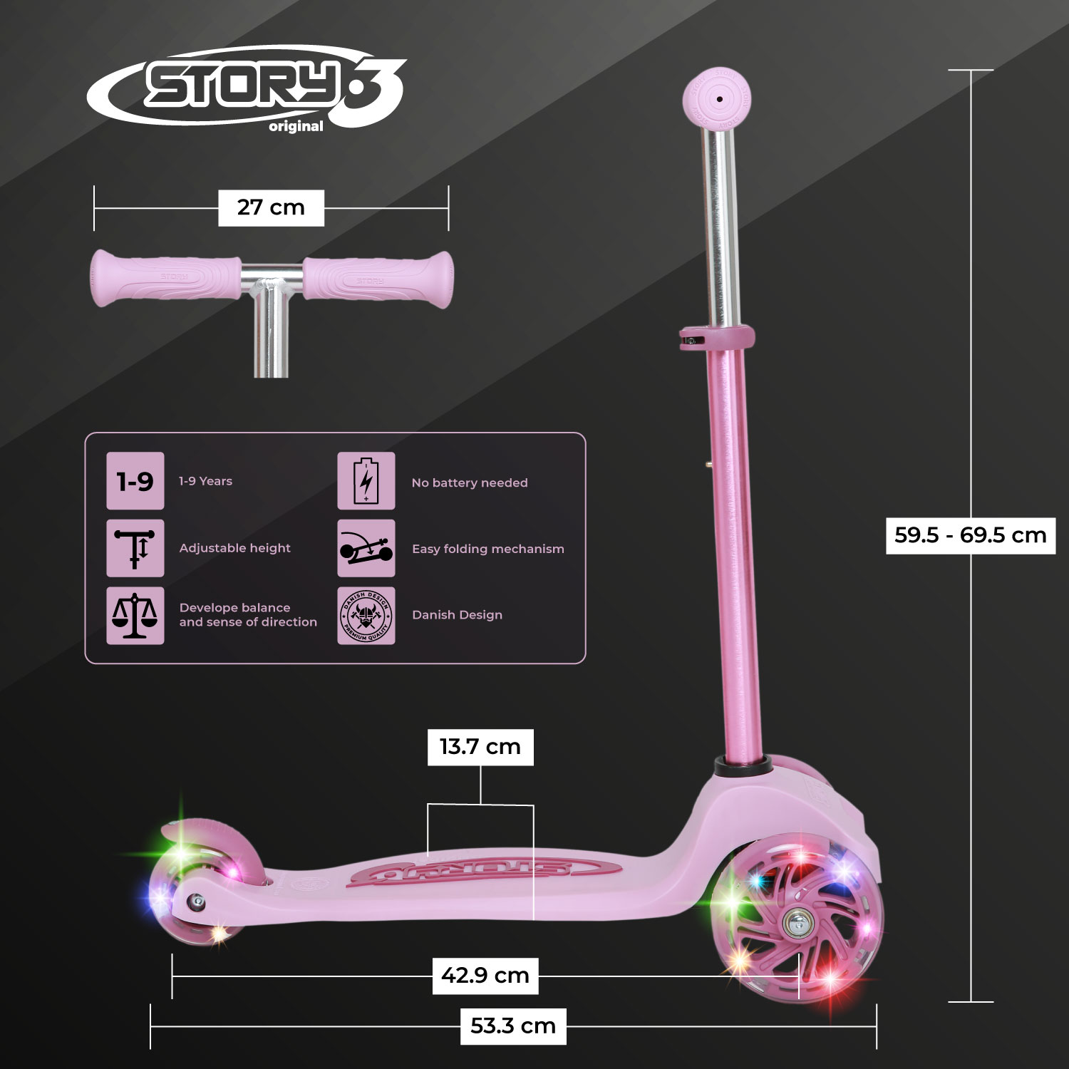 Story MoveLite 3-Wheel LED Criança Trottinette